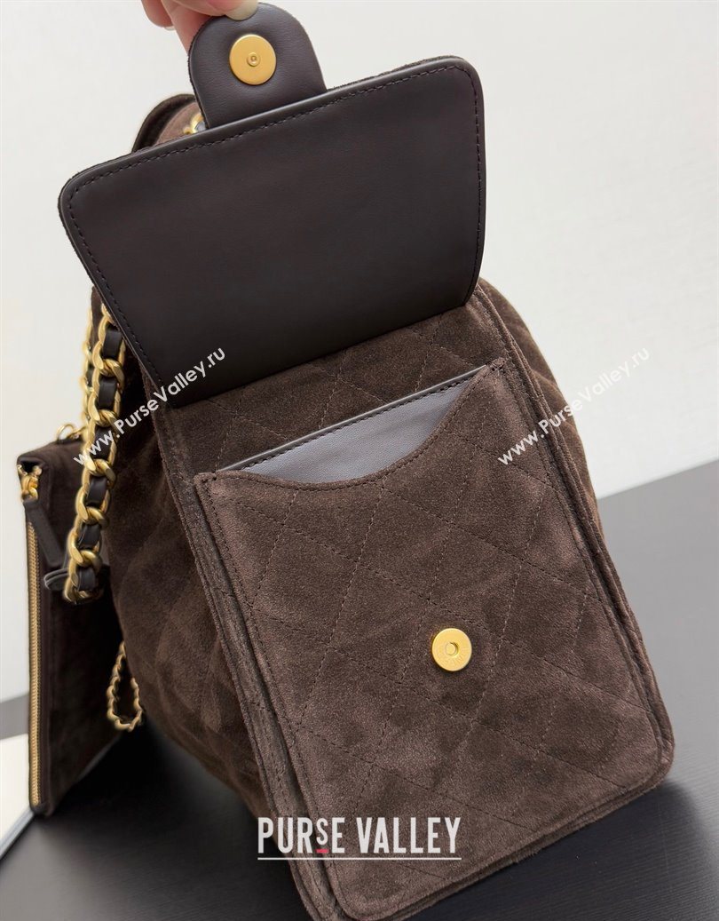 Chanel 25 Suede Medium Handbag AS5311 Dark Brown 2025 1011 (yezi-251011029)