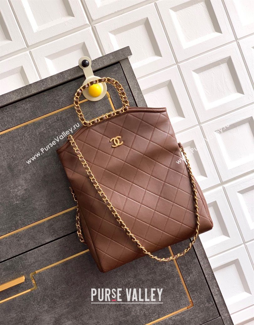 Chanel Quilted Leather Medium Flap Handbag Dark Brown 2025 CH101001 (yezi-251010020)