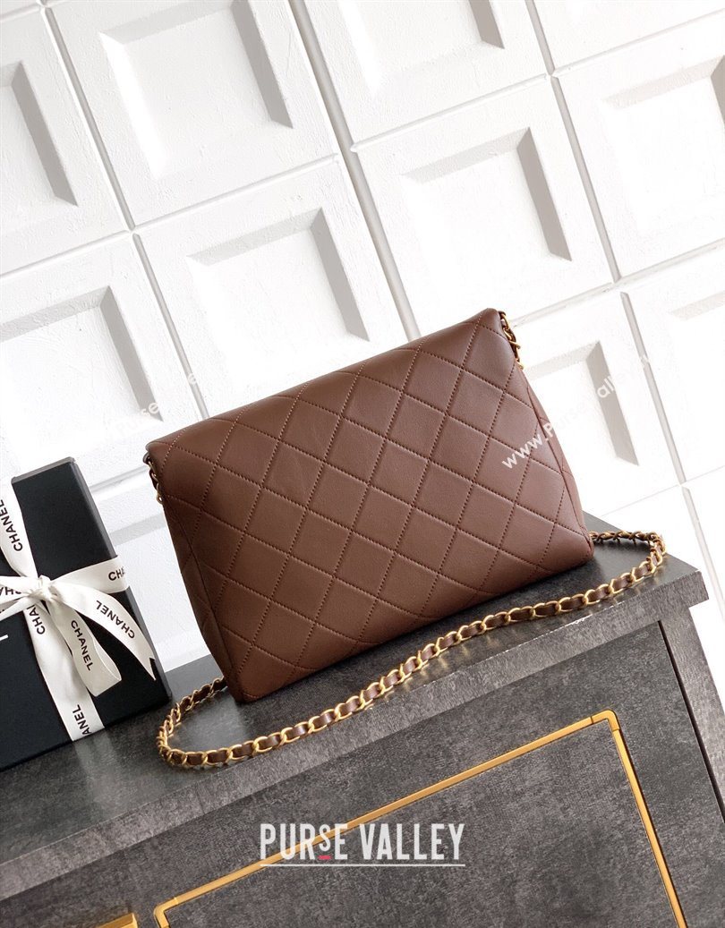 Chanel Quilted Leather Medium Flap Handbag Dark Brown 2025 CH101001 (yezi-251010020)