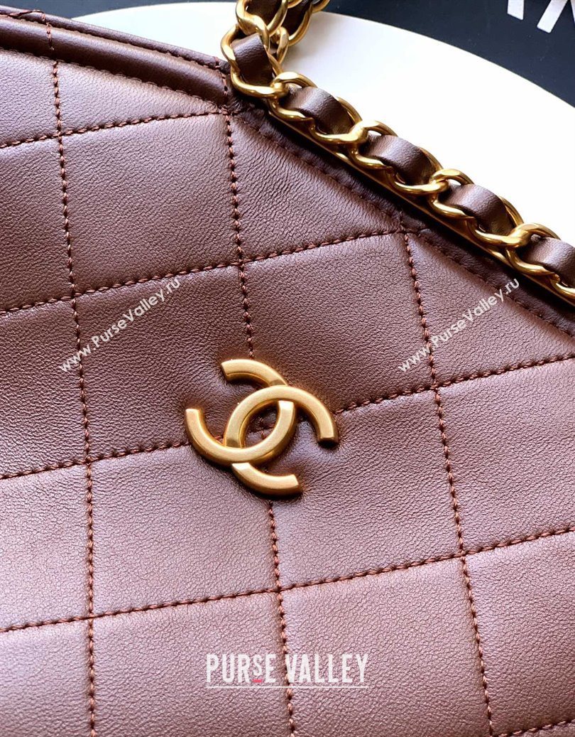 Chanel Quilted Leather Medium Flap Handbag Dark Brown 2025 CH101001 (yezi-251010020)