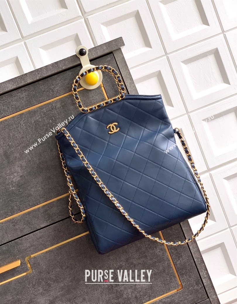 Chanel Quilted Leather Medium Flap Handbag Midnight Blue 2025 CH101001 (yezi-251010021)