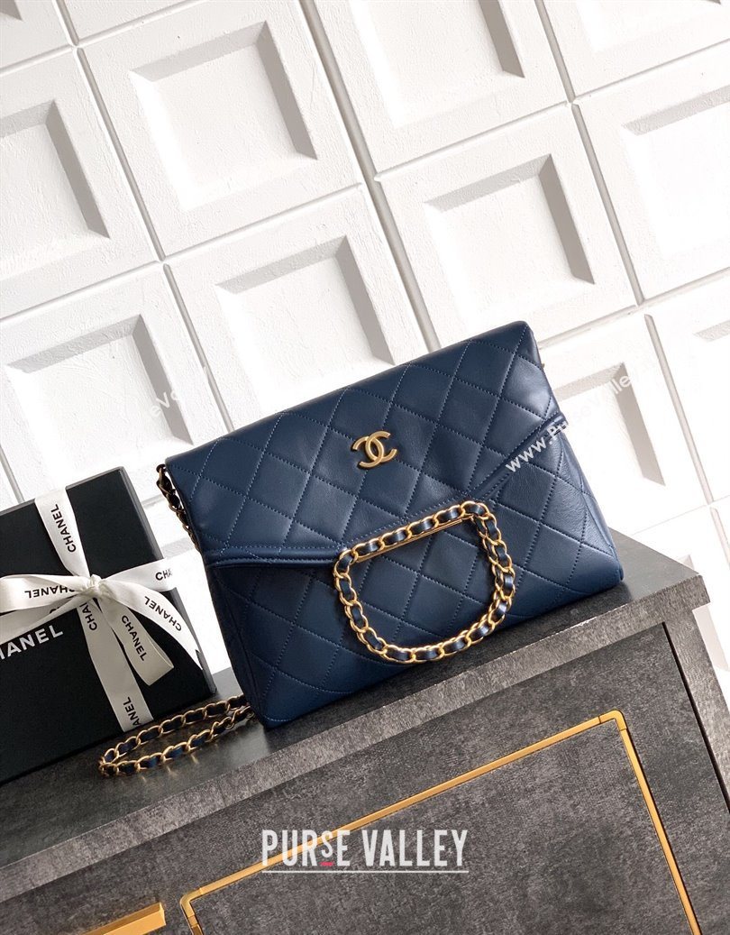 Chanel Quilted Leather Medium Flap Handbag Midnight Blue 2025 CH101001 (yezi-251010021)