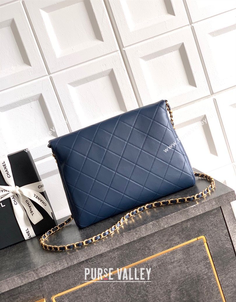 Chanel Quilted Leather Medium Flap Handbag Midnight Blue 2025 CH101001 (yezi-251010021)