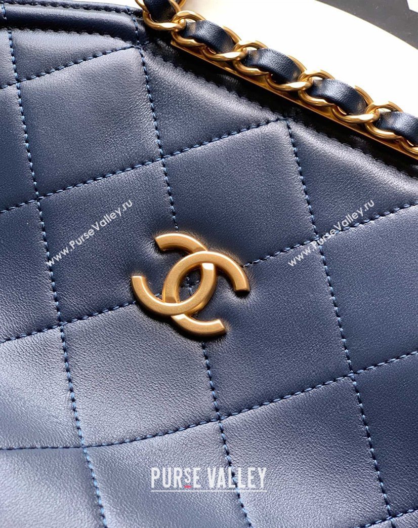 Chanel Quilted Leather Medium Flap Handbag Midnight Blue 2025 CH101001 (yezi-251010021)