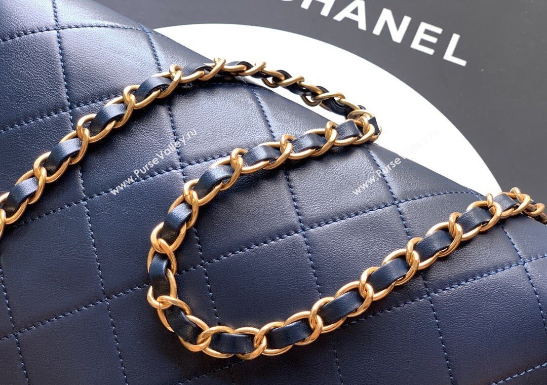 Chanel Quilted Leather Medium Flap Handbag Midnight Blue 2025 CH101001 (yezi-251010021)