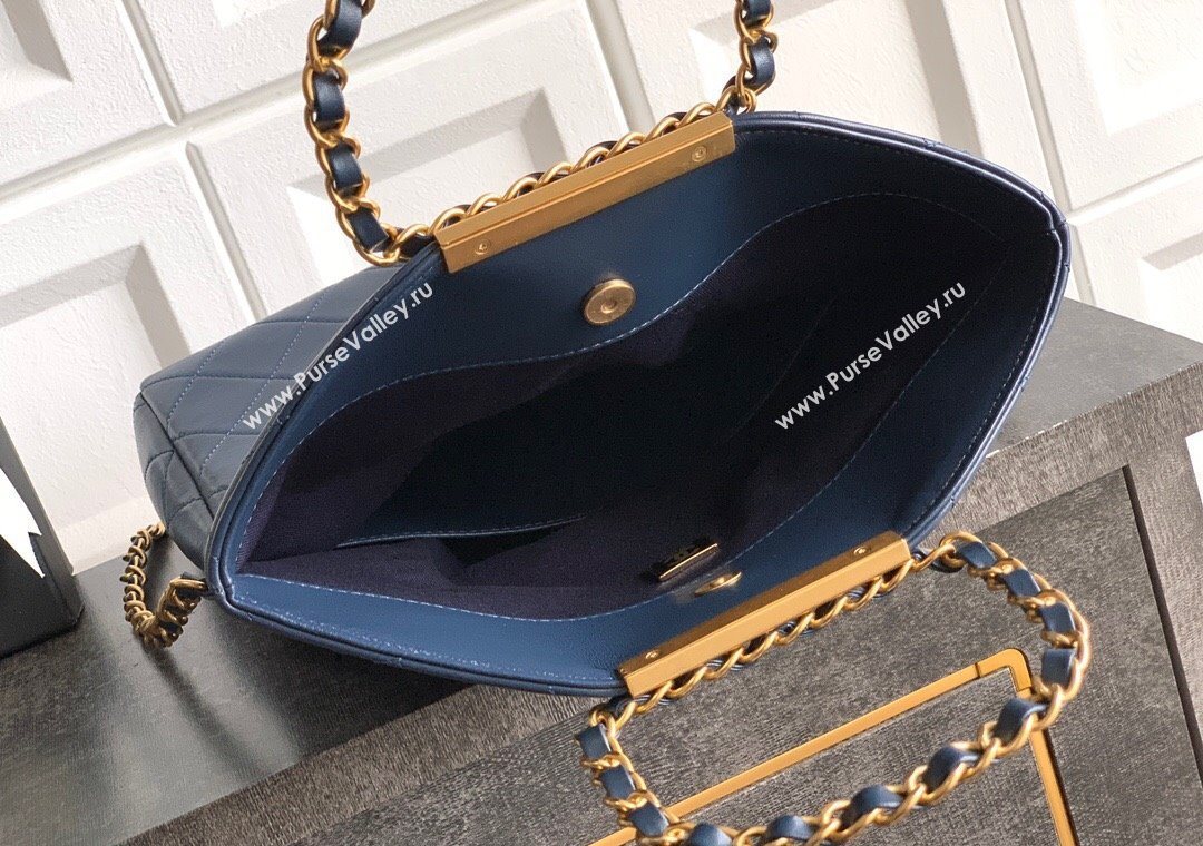 Chanel Quilted Leather Medium Flap Handbag Midnight Blue 2025 CH101001 (yezi-251010021)