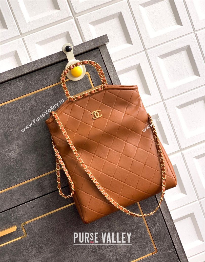 Chanel Quilted Leather Medium Flap Handbag Caramel Brown 2025 CH101001 (yezi-251010022)