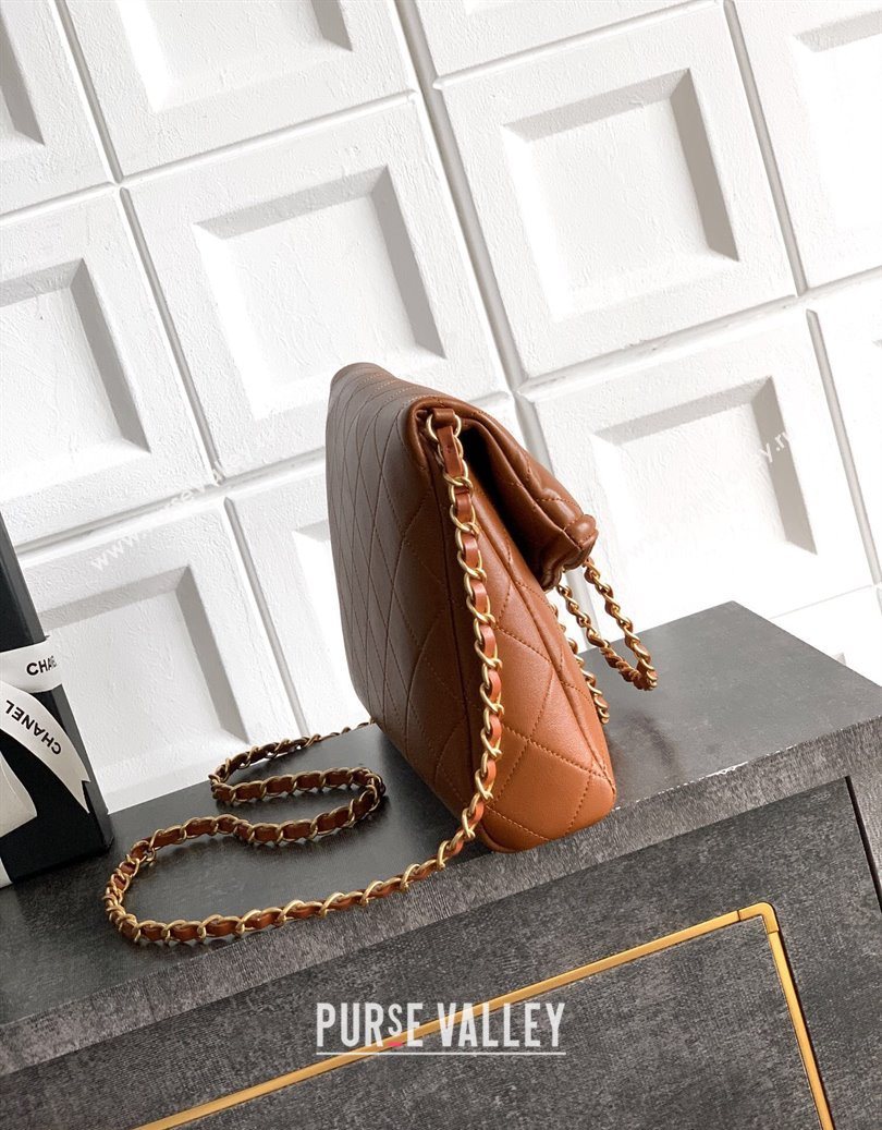 Chanel Quilted Leather Medium Flap Handbag Caramel Brown 2025 CH101001 (yezi-251010022)