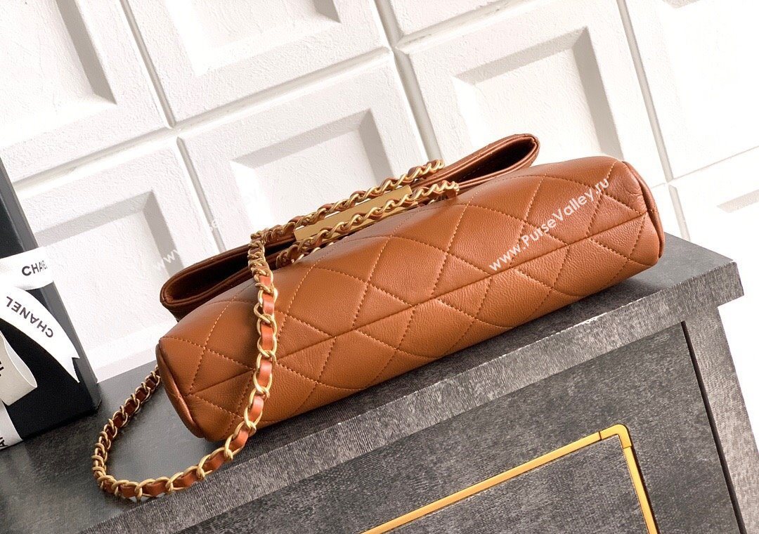 Chanel Quilted Leather Medium Flap Handbag Caramel Brown 2025 CH101001 (yezi-251010022)
