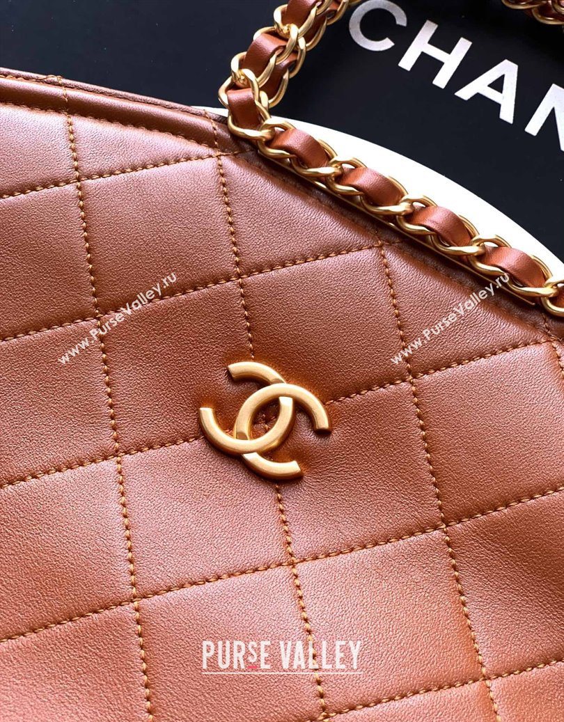Chanel Quilted Leather Medium Flap Handbag Caramel Brown 2025 CH101001 (yezi-251010022)