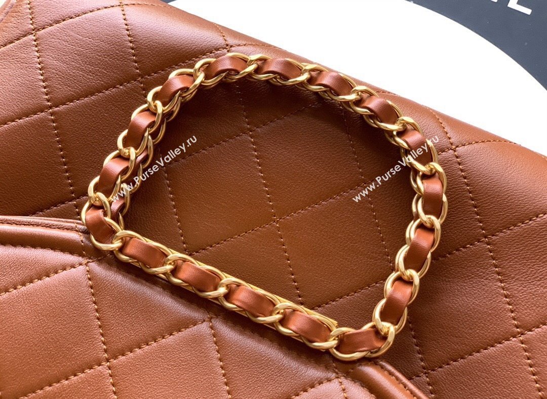 Chanel Quilted Leather Medium Flap Handbag Caramel Brown 2025 CH101001 (yezi-251010022)