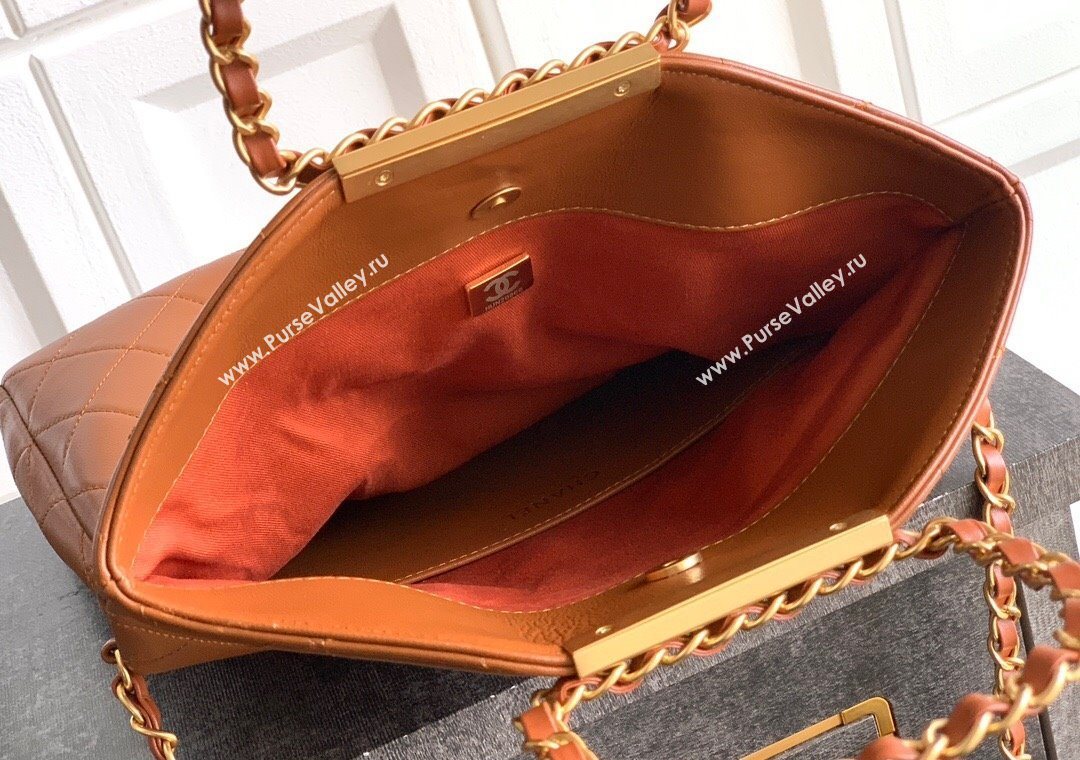 Chanel Quilted Leather Medium Flap Handbag Caramel Brown 2025 CH101001 (yezi-251010022)