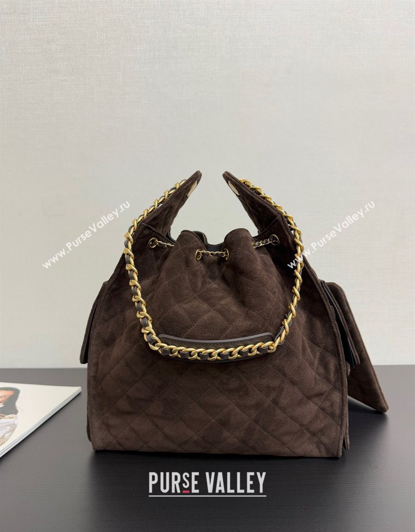 Chanel 25 Suede Medium Handbag AS5311 Dark Brown 2025 1011 (yezi-251011029)