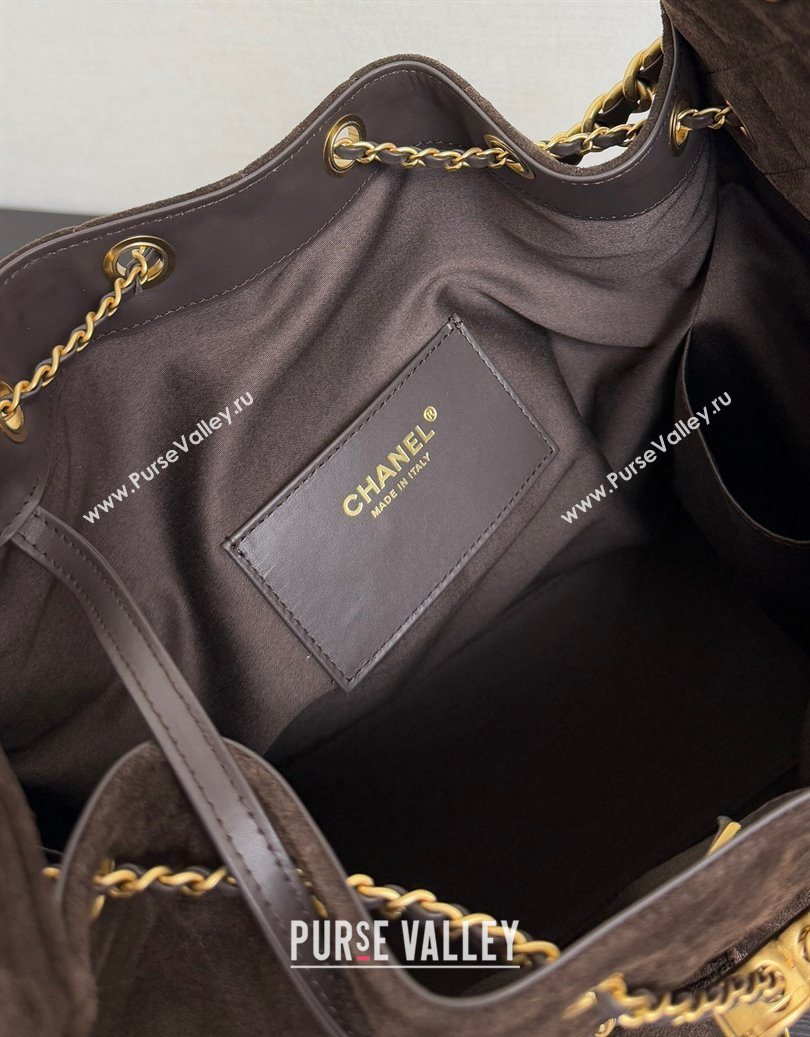 Chanel 25 Suede Medium Handbag AS5311 Dark Brown 2025 1011 (yezi-251011029)