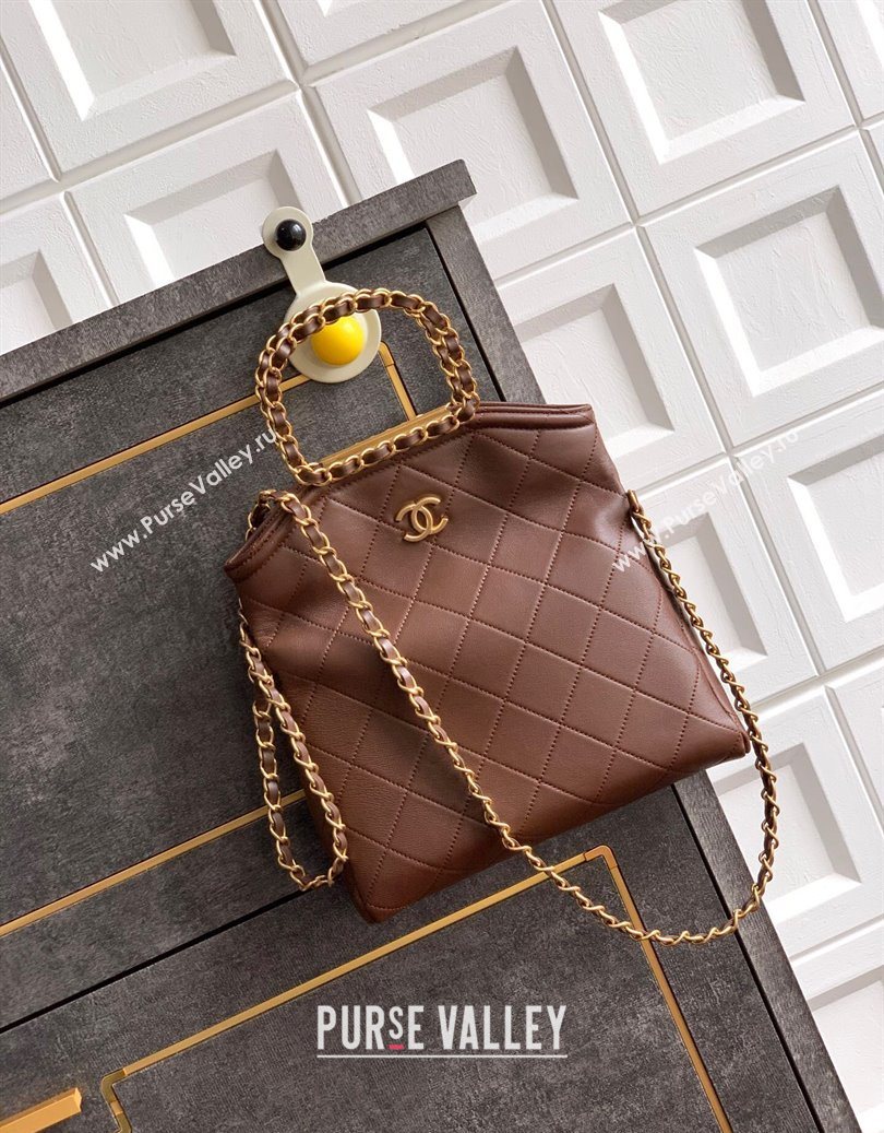 Chanel Quilted Leather Small Flap Handbag Dark Brown 2025 CH101001 (yezi-251010028)