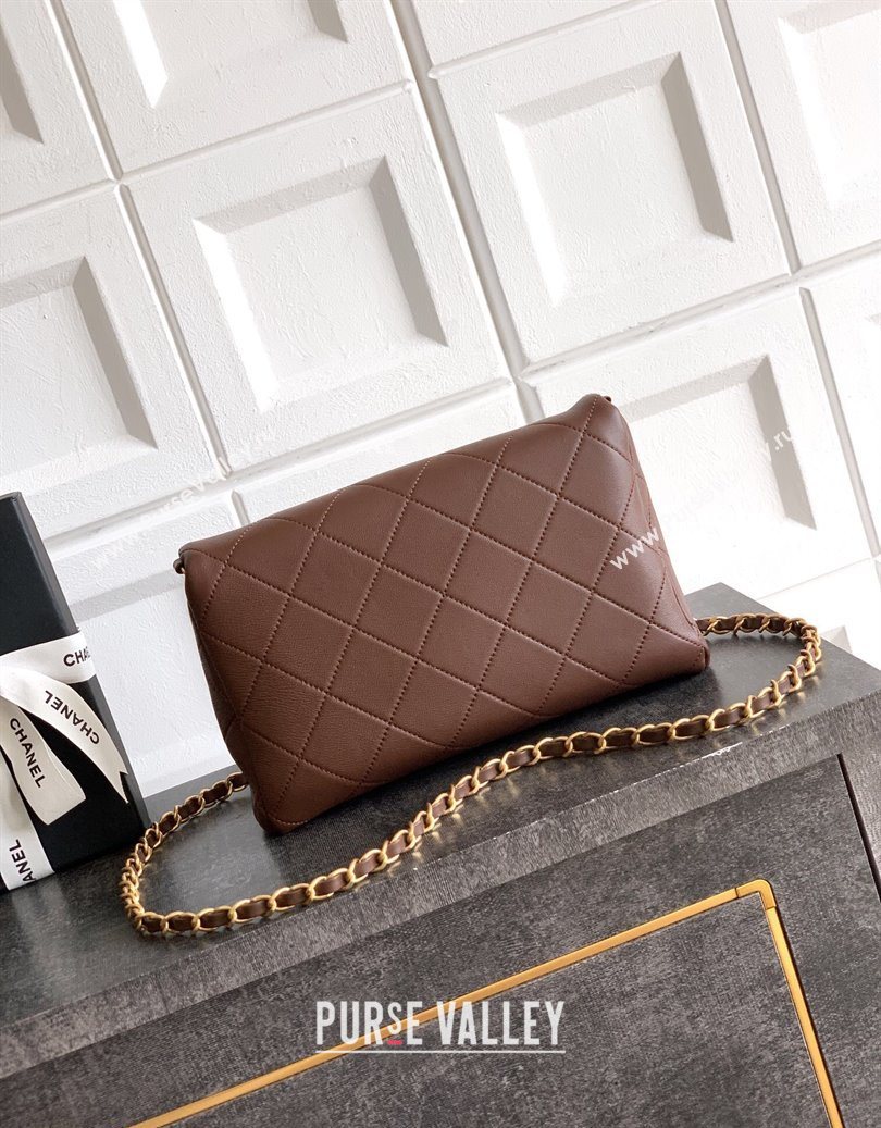 Chanel Quilted Leather Small Flap Handbag Dark Brown 2025 CH101001 (yezi-251010028)