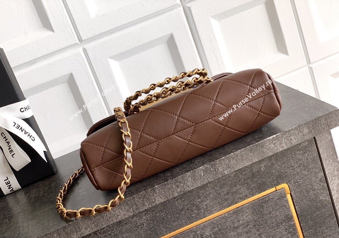 Chanel Quilted Leather Small Flap Handbag Dark Brown 2025 CH101001 (yezi-251010028)
