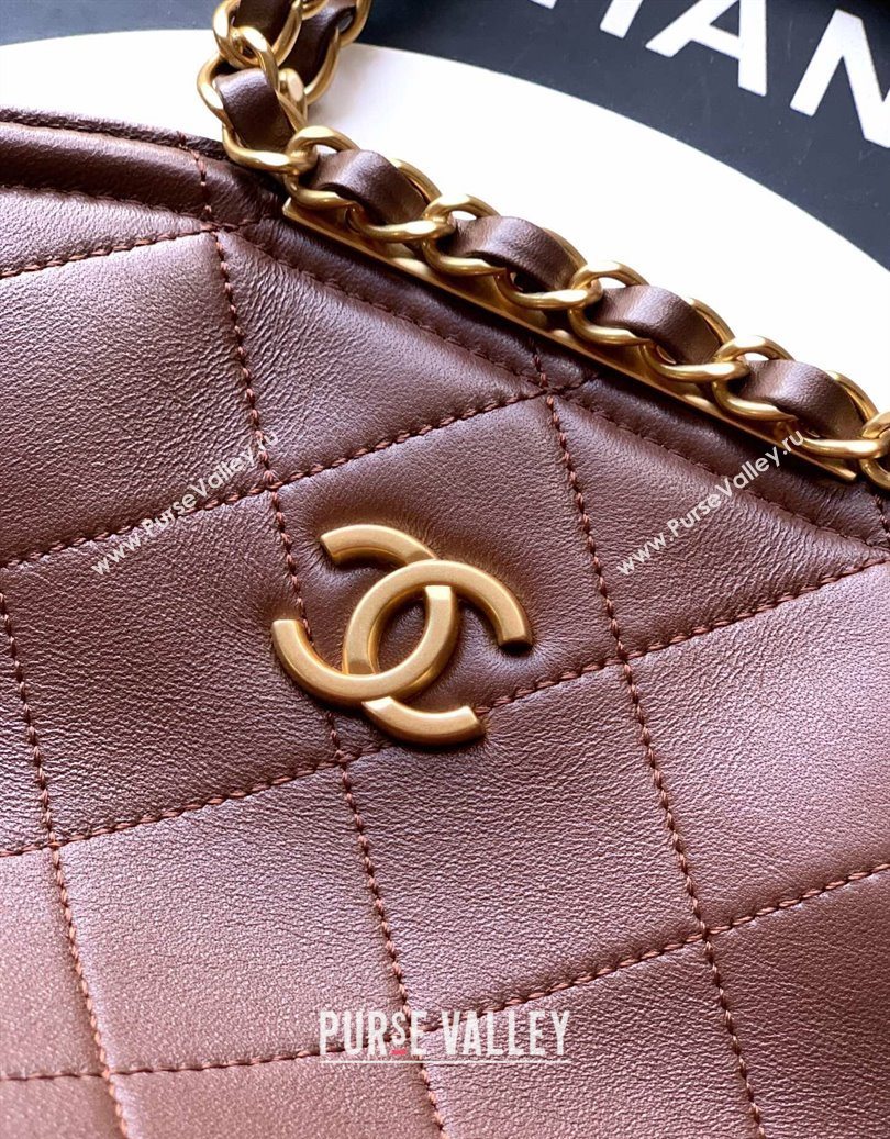 Chanel Quilted Leather Small Flap Handbag Dark Brown 2025 CH101001 (yezi-251010028)