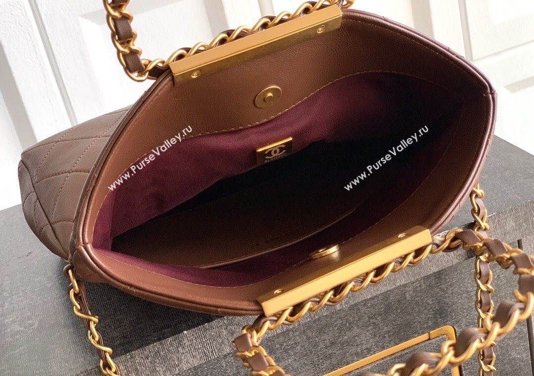 Chanel Quilted Leather Small Flap Handbag Dark Brown 2025 CH101001 (yezi-251010028)