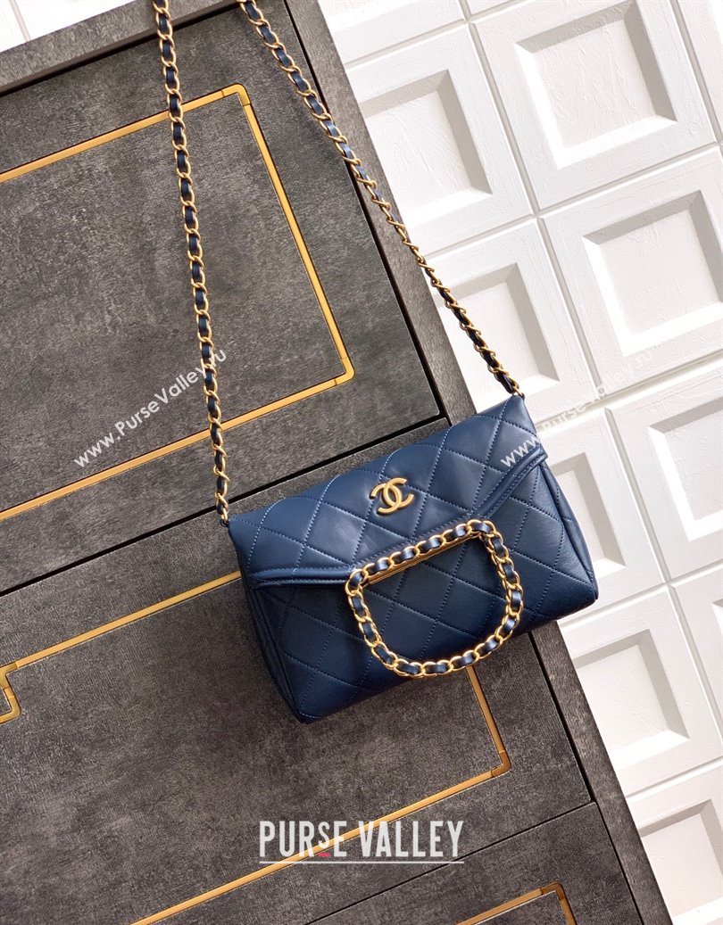 Chanel Quilted Leather Small Flap Handbag Midnight Blue 2025 CH101001 (yezi-251010029)