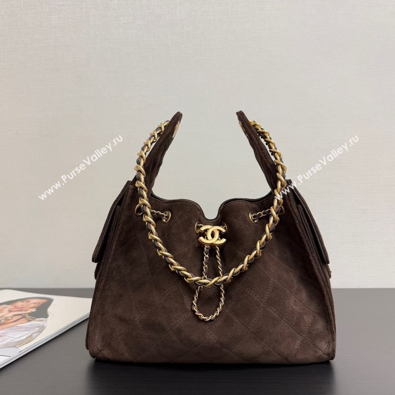 Chanel 25 Small Handbag in Suede AS5293 Dark Brown Spring-Summer 2025 (yezi-251011028)