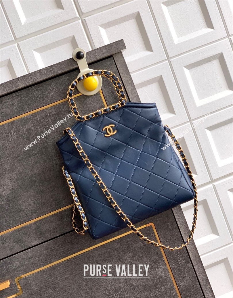 Chanel Quilted Leather Small Flap Handbag Midnight Blue 2025 CH101001 (yezi-251010029)