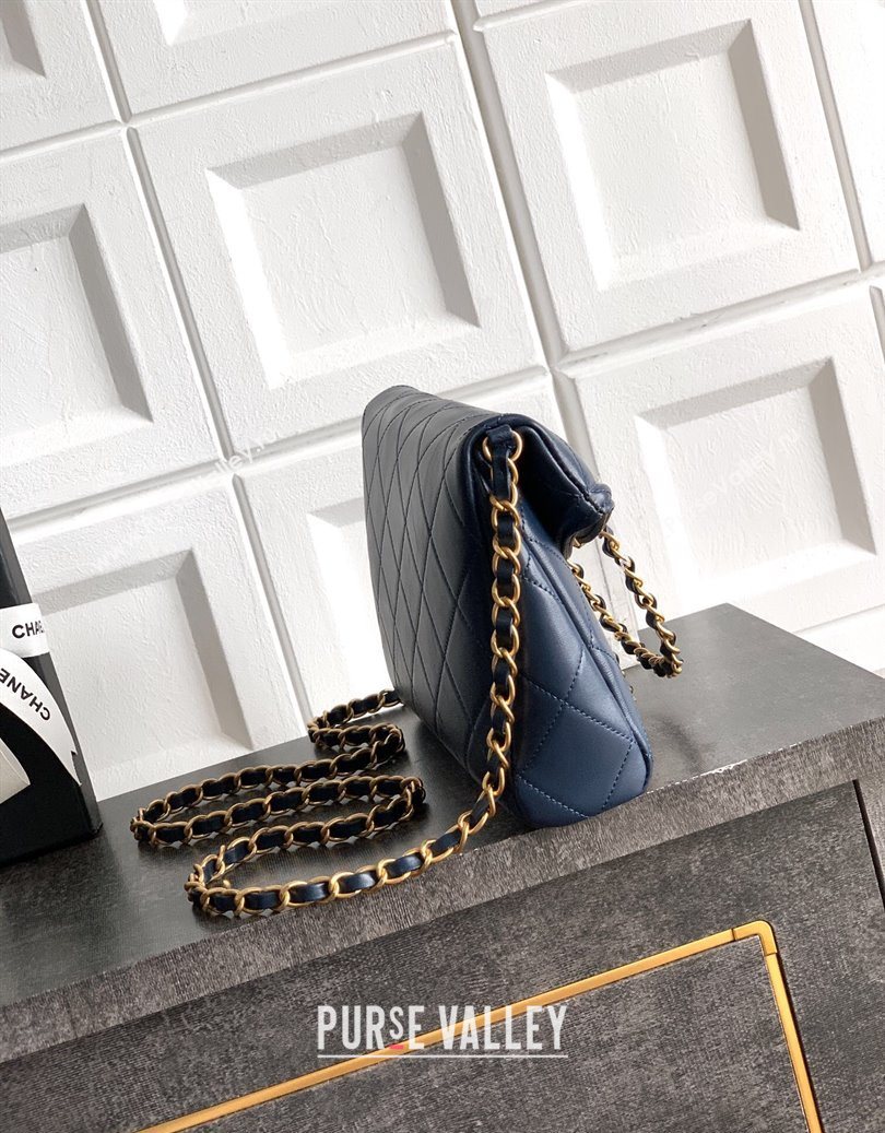 Chanel Quilted Leather Small Flap Handbag Midnight Blue 2025 CH101001 (yezi-251010029)