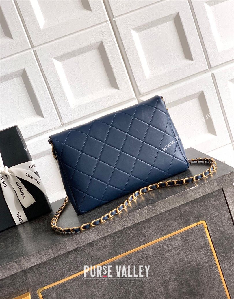 Chanel Quilted Leather Small Flap Handbag Midnight Blue 2025 CH101001 (yezi-251010029)