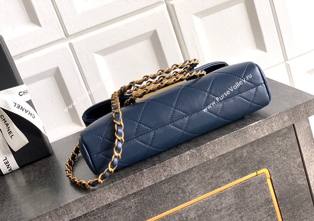 Chanel Quilted Leather Small Flap Handbag Midnight Blue 2025 CH101001 (yezi-251010029)