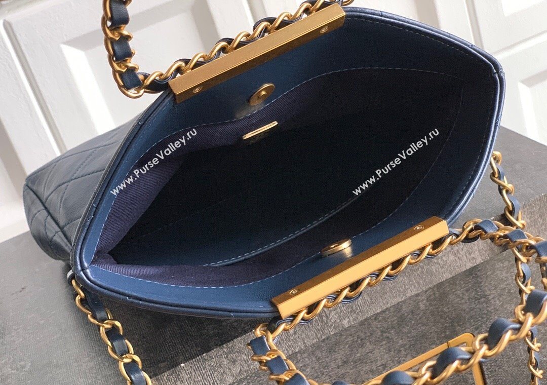 Chanel Quilted Leather Small Flap Handbag Midnight Blue 2025 CH101001 (yezi-251010029)