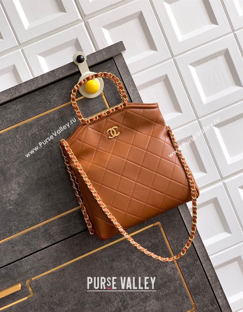 Chanel Quilted Leather Small Flap Handbag Caramel Brown 2025 CH101001 (yezi-251010030)