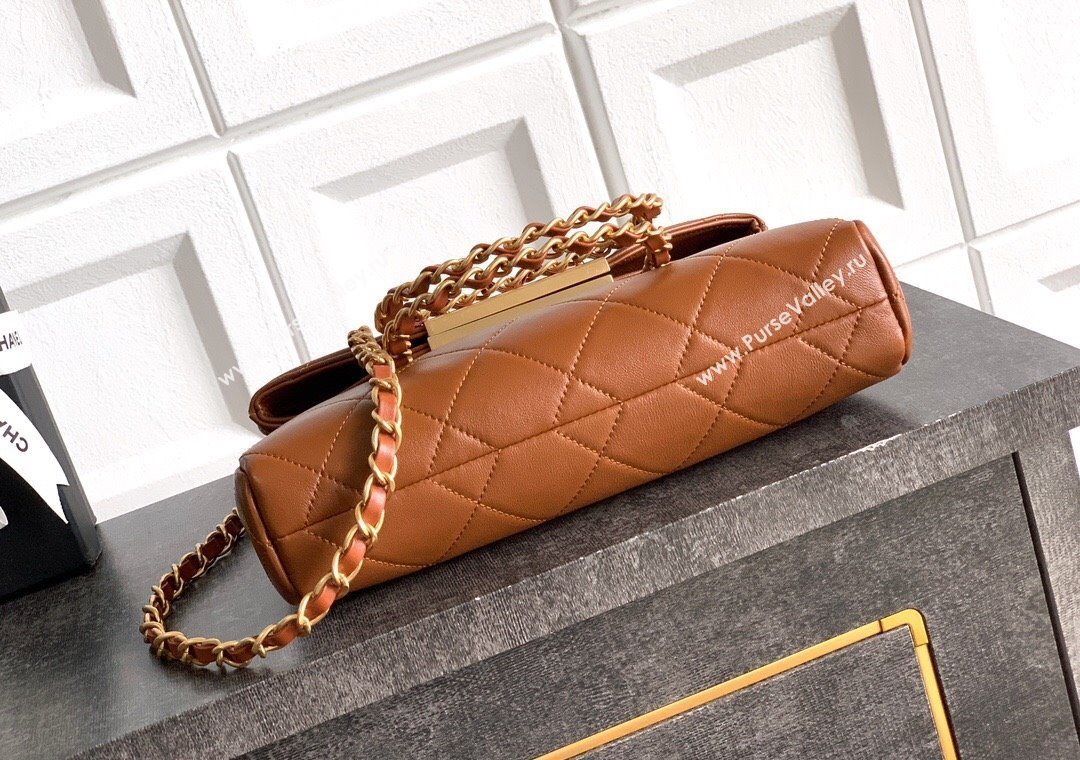 Chanel Quilted Leather Small Flap Handbag Caramel Brown 2025 CH101001 (yezi-251010030)