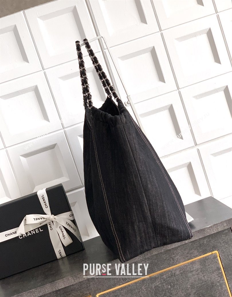 Chanel Denim Large Shopping Bag Black 2025 AS2138 (yezi-251011025)