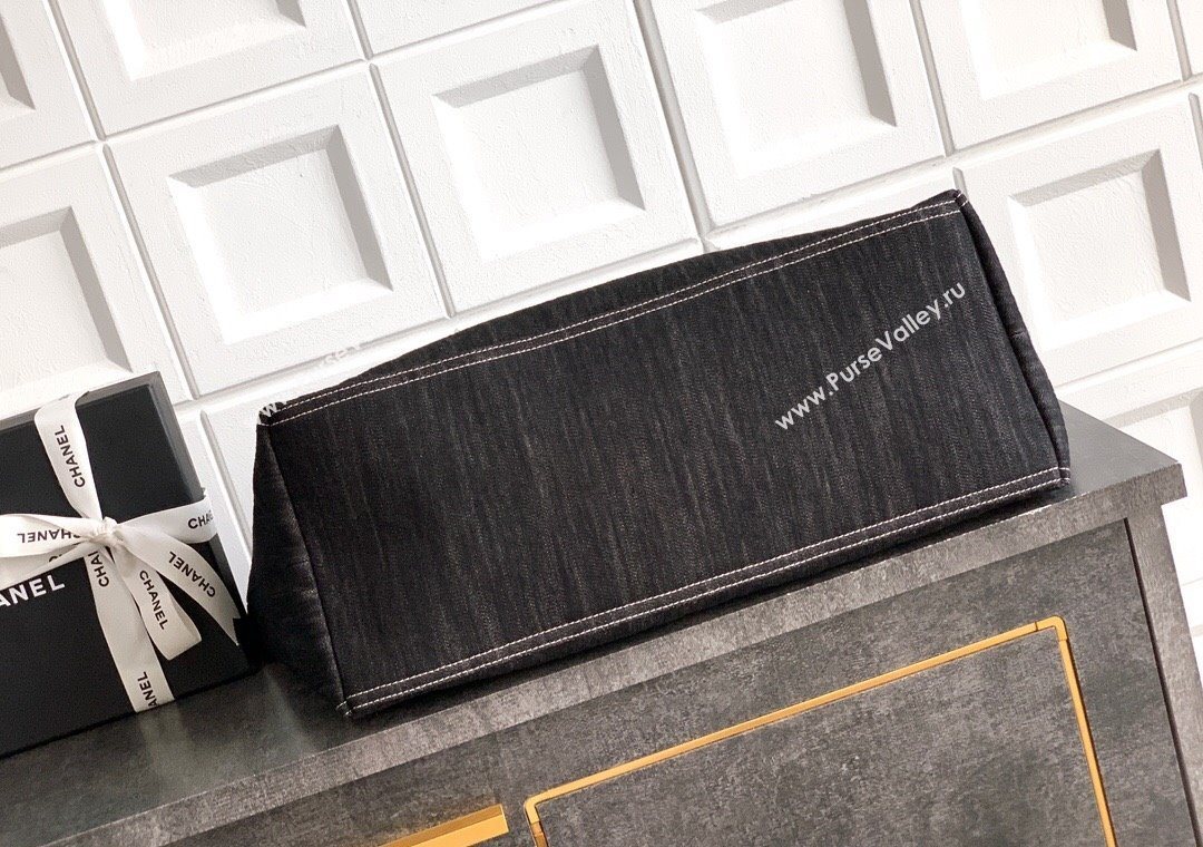 Chanel Denim Large Shopping Bag Black 2025 AS2138 (yezi-251011025)