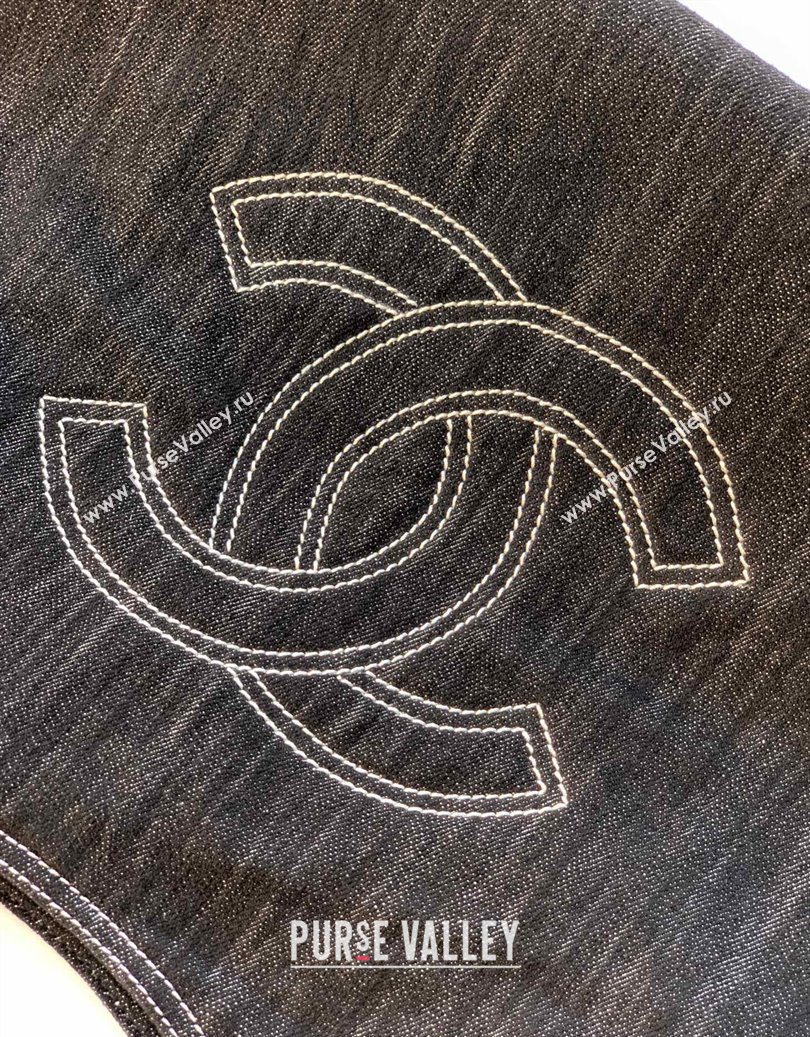 Chanel Denim Large Shopping Bag Black 2025 AS2138 (yezi-251011025)