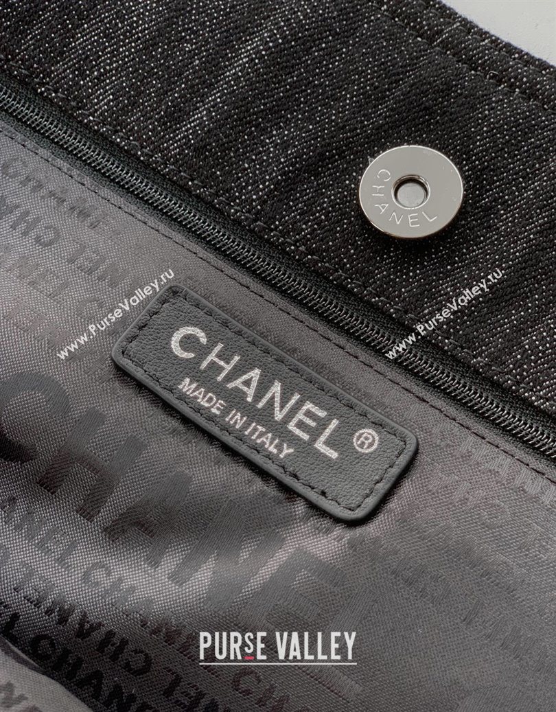 Chanel Denim Large Shopping Bag Black 2025 AS2138 (yezi-251011025)