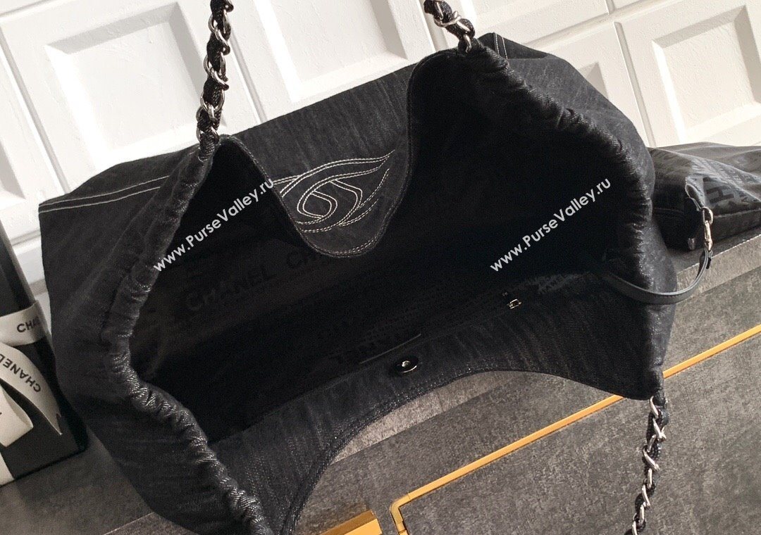 Chanel Denim Large Shopping Bag Black 2025 AS2138 (yezi-251011025)