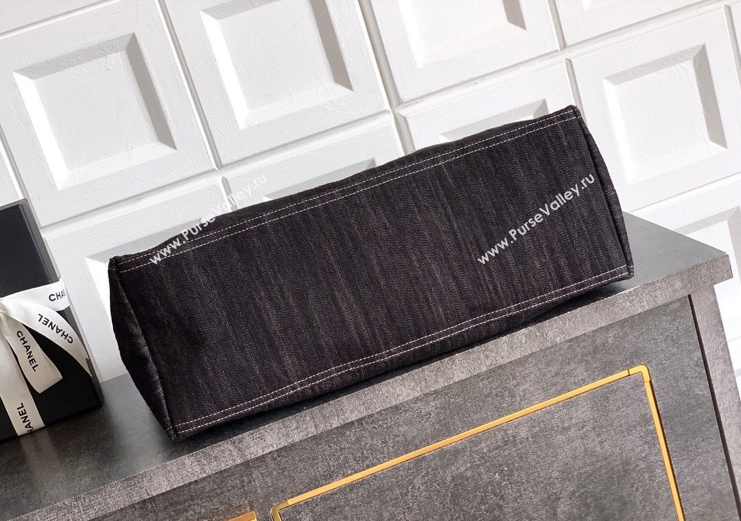 Chanel Denim Medium Shopping Bag Black 2025 AS2138 (yezi-251011026)