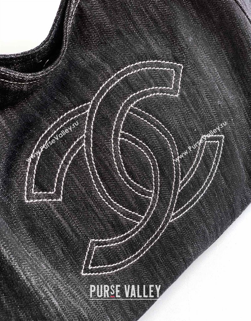 Chanel Denim Medium Shopping Bag Black 2025 AS2138 (yezi-251011026)