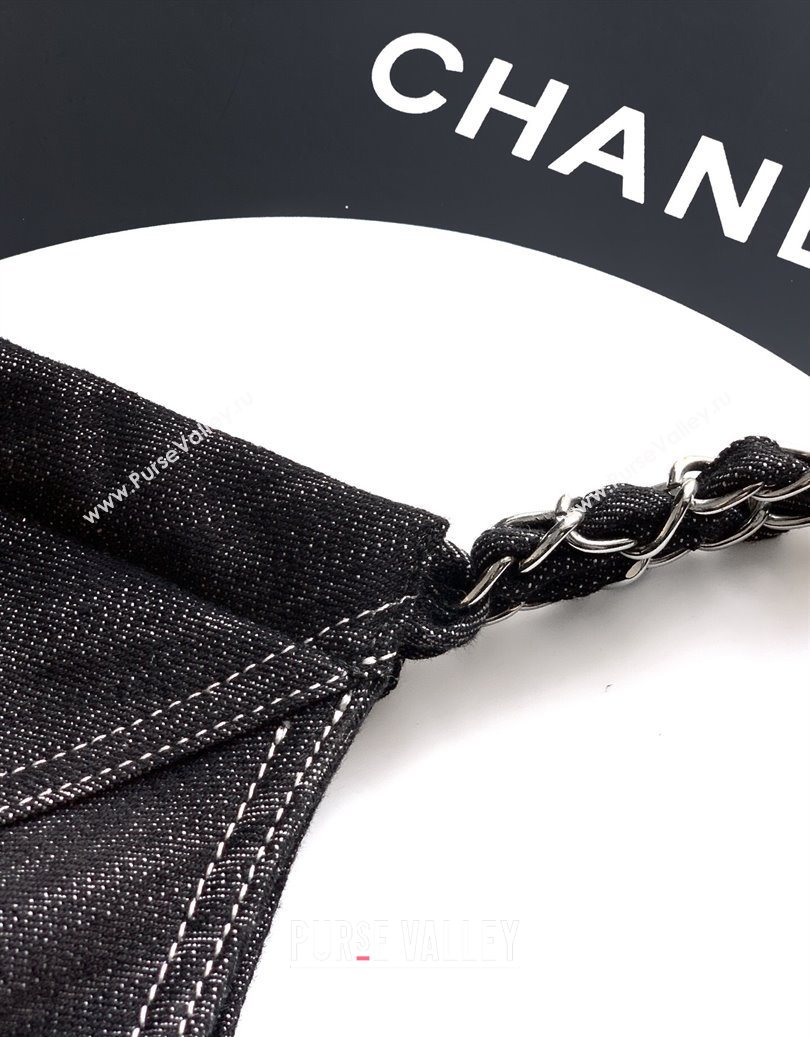 Chanel Denim Medium Shopping Bag Black 2025 AS2138 (yezi-251011026)
