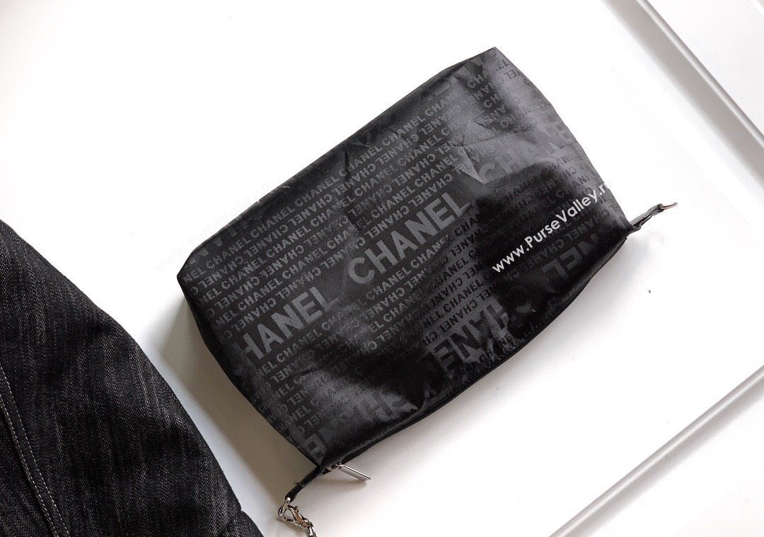 Chanel Denim Medium Shopping Bag Black 2025 AS2138 (yezi-251011026)