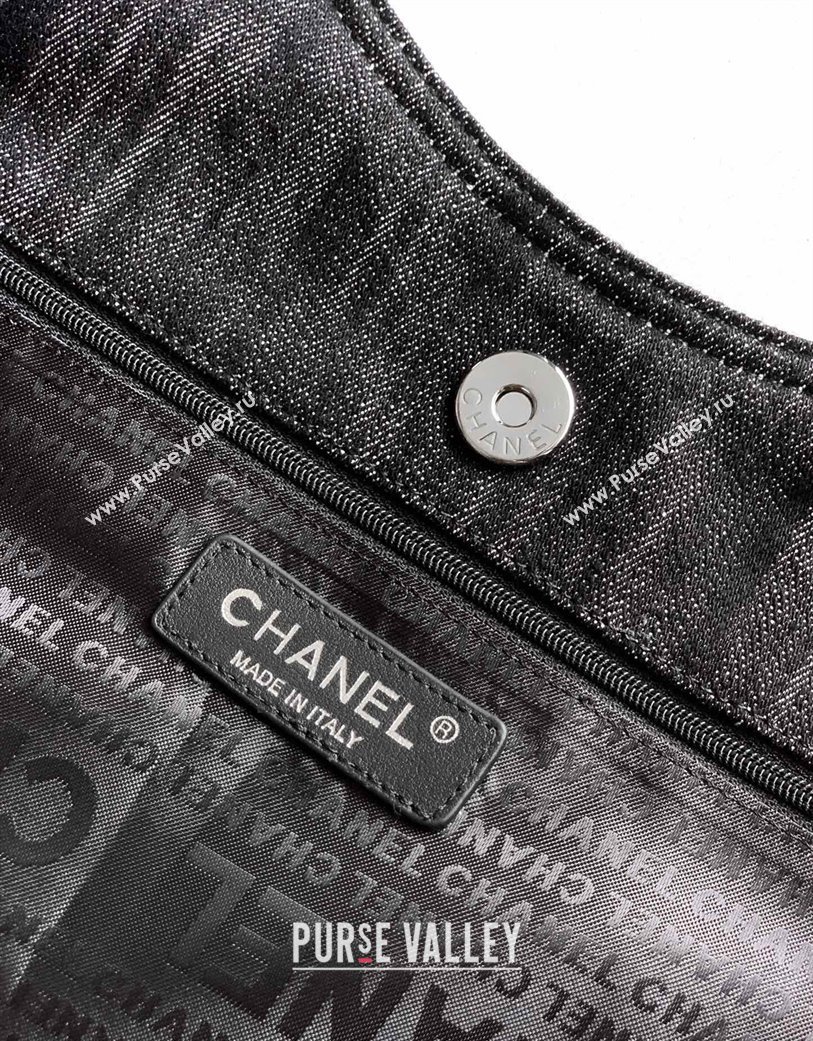 Chanel Denim Medium Shopping Bag Black 2025 AS2138 (yezi-251011026)