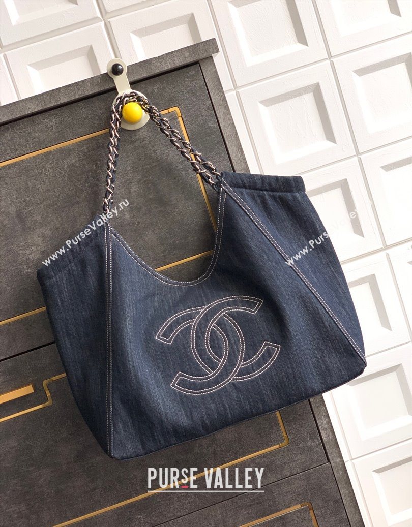 Chanel Denim Medium Shopping Bag Midnight Blue 2025 AS2138 (yezi-251011027)