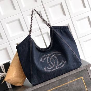 Chanel Denim Medium Shopping Bag Midnight Blue 2025 AS2138 (yezi-251011027)