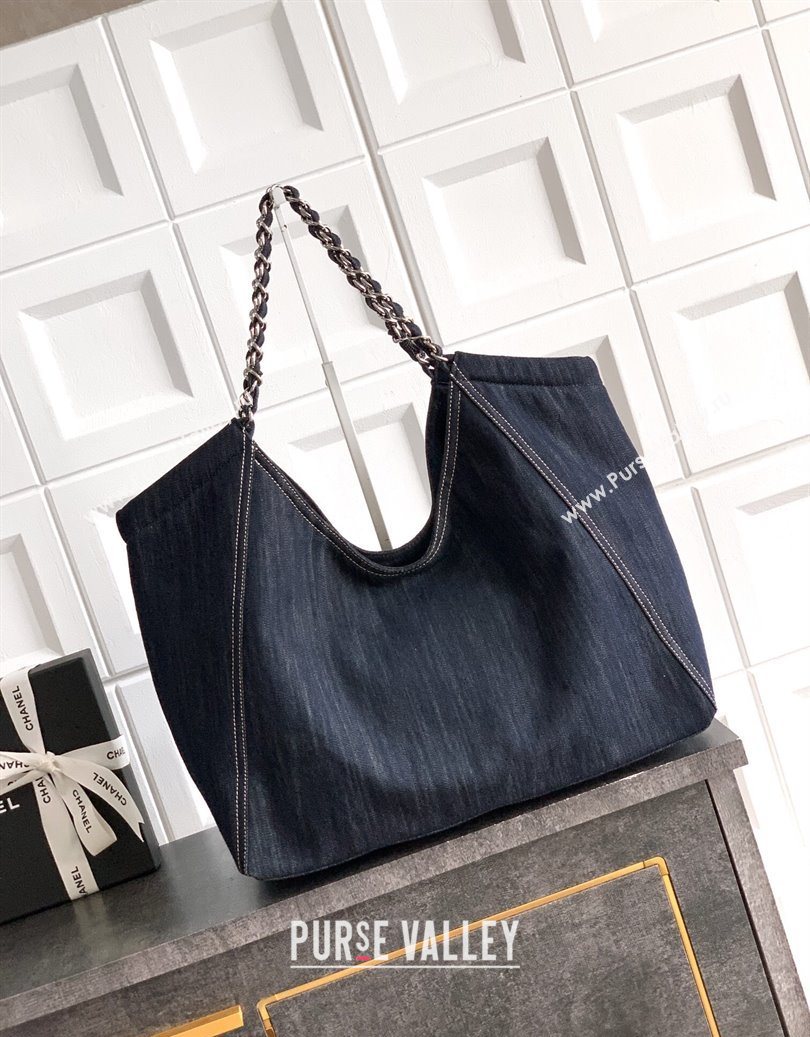 Chanel Denim Medium Shopping Bag Midnight Blue 2025 AS2138 (yezi-251011027)