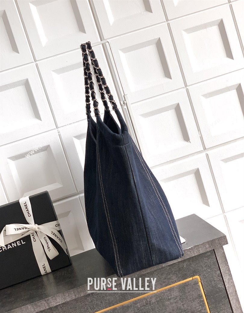 Chanel Denim Medium Shopping Bag Midnight Blue 2025 AS2138 (yezi-251011027)