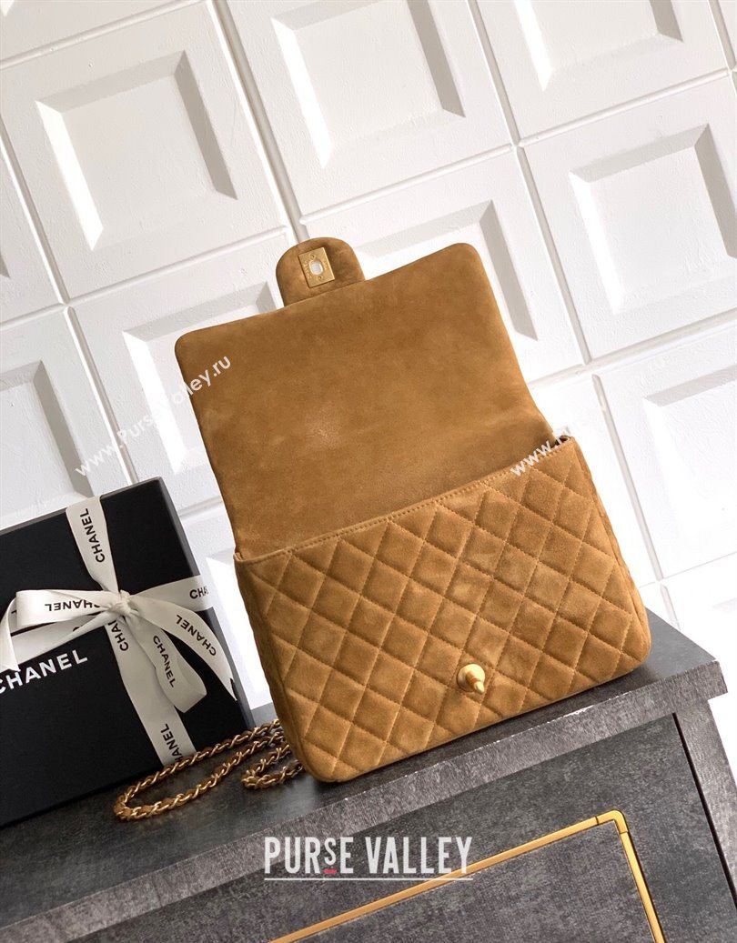 Chanel Suede Flap Bag Brown 2025 CH101103 (yezi-251011047)