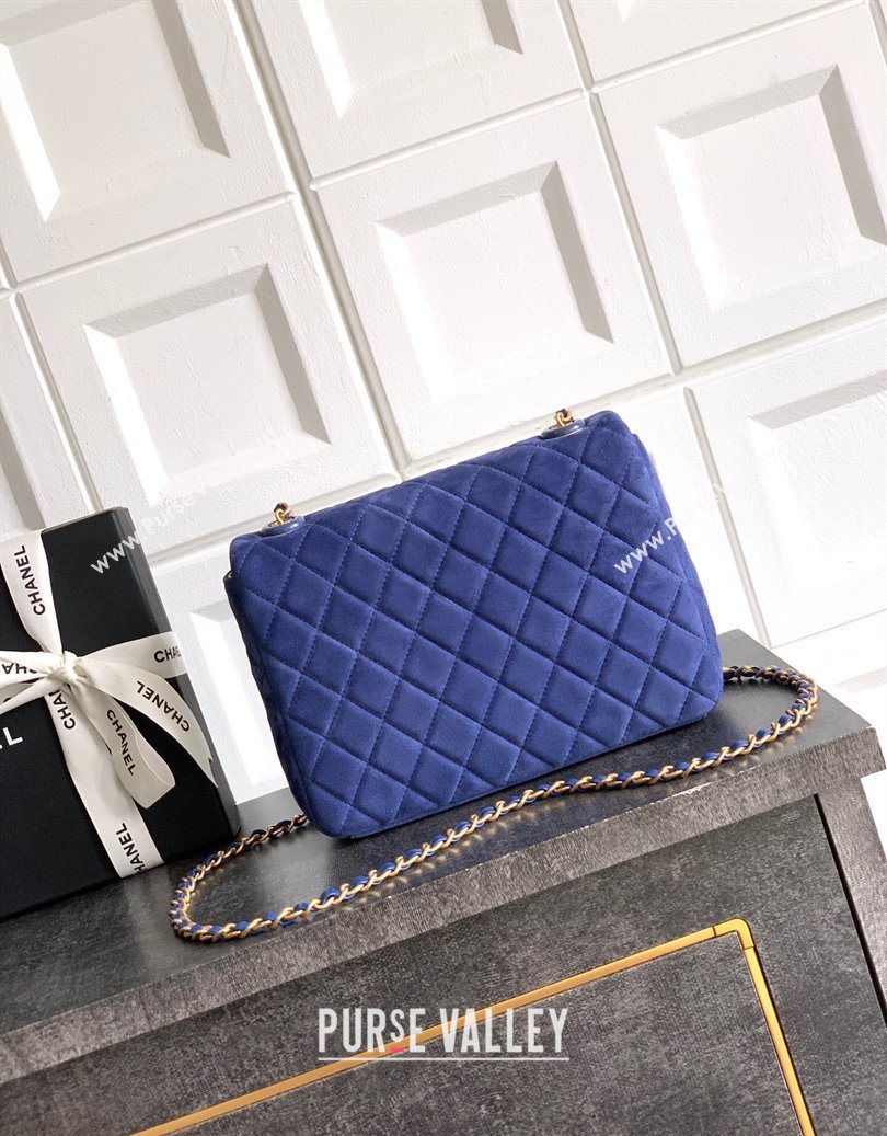 Chanel Suede Flap Bag Royal Blue 2025 CH101103 (yezi-251011048)