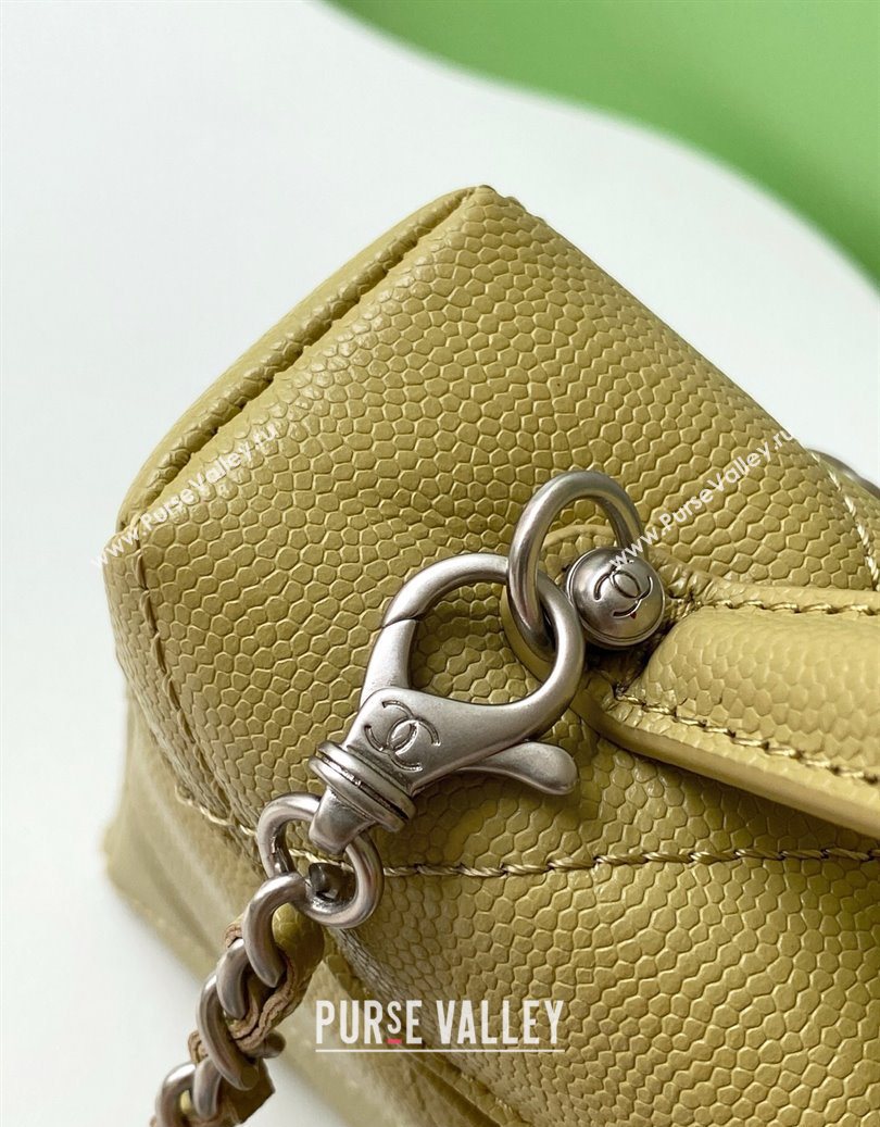 Chanel Grained Shiny Calfskin Vanity Case with Chain and Top Handle Yellow Green 2025 AP4936 (yezi-251010135)