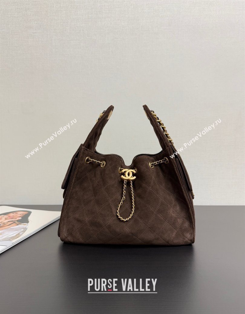 Chanel 25 Small Handbag in Suede AS5293 Dark Brown Spring-Summer 2025 (yezi-251011028)